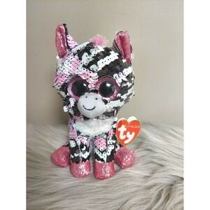 TY Flippables Zoey the Zebra Beanie Flippable Sequin Plush 6" Plush Toy NWT
